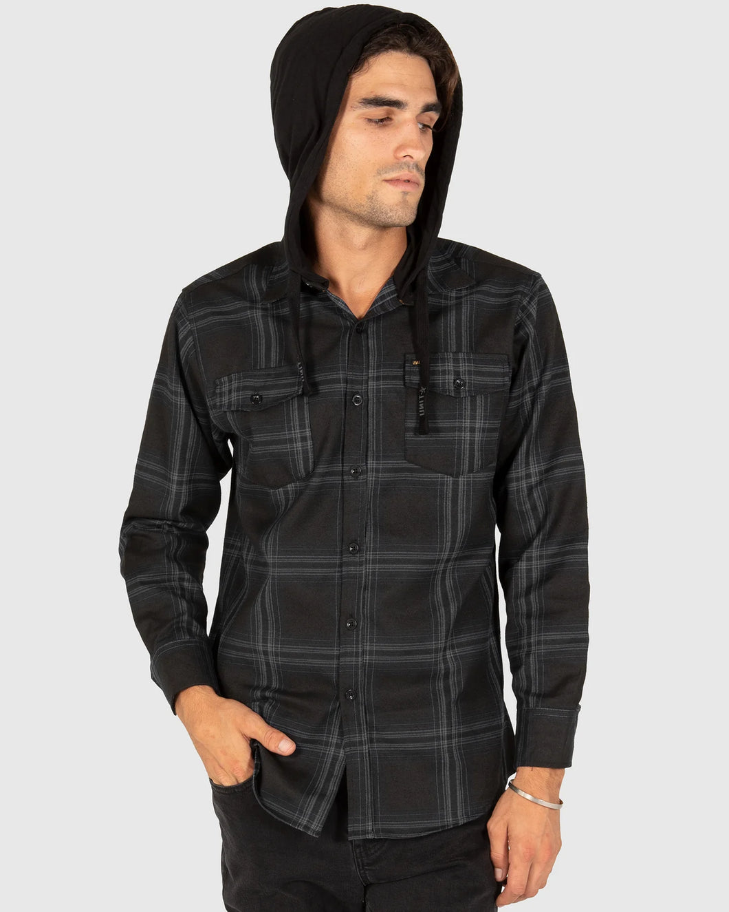 UNIT CHESTER MENS HOODED FLANNEL SHIRT